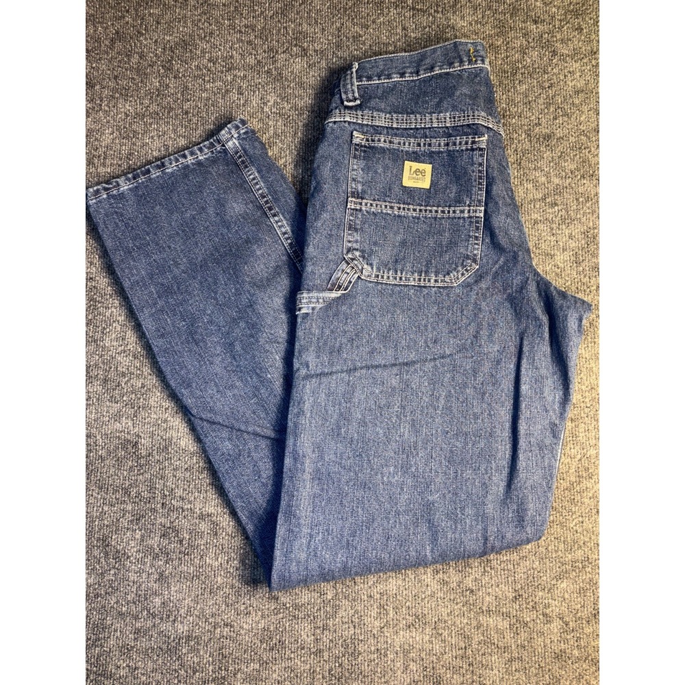 Lee Dungarees Carpenter Jeans Men 31x34 Blue Denim Cargo Pocket Straight 2887910